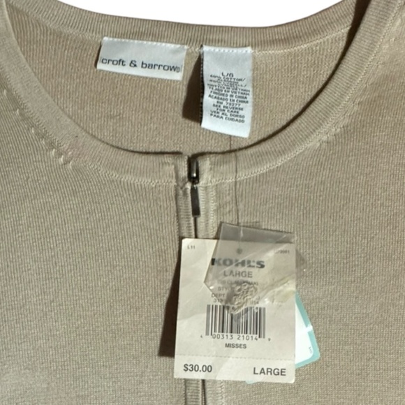 Croft & Barrow (Kohl’s) NWT Sweater Cardigan Beige Tan Full-Zip Women’s Size L - Picture 4 of 16